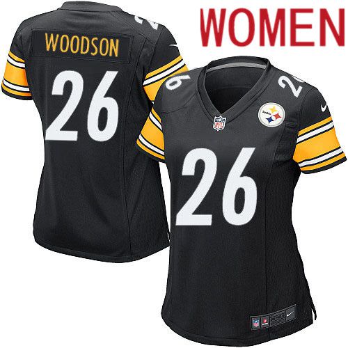 Women Pittsburgh Steelers 26 Rod Woodson Nike Black Game Player NFL Jersey